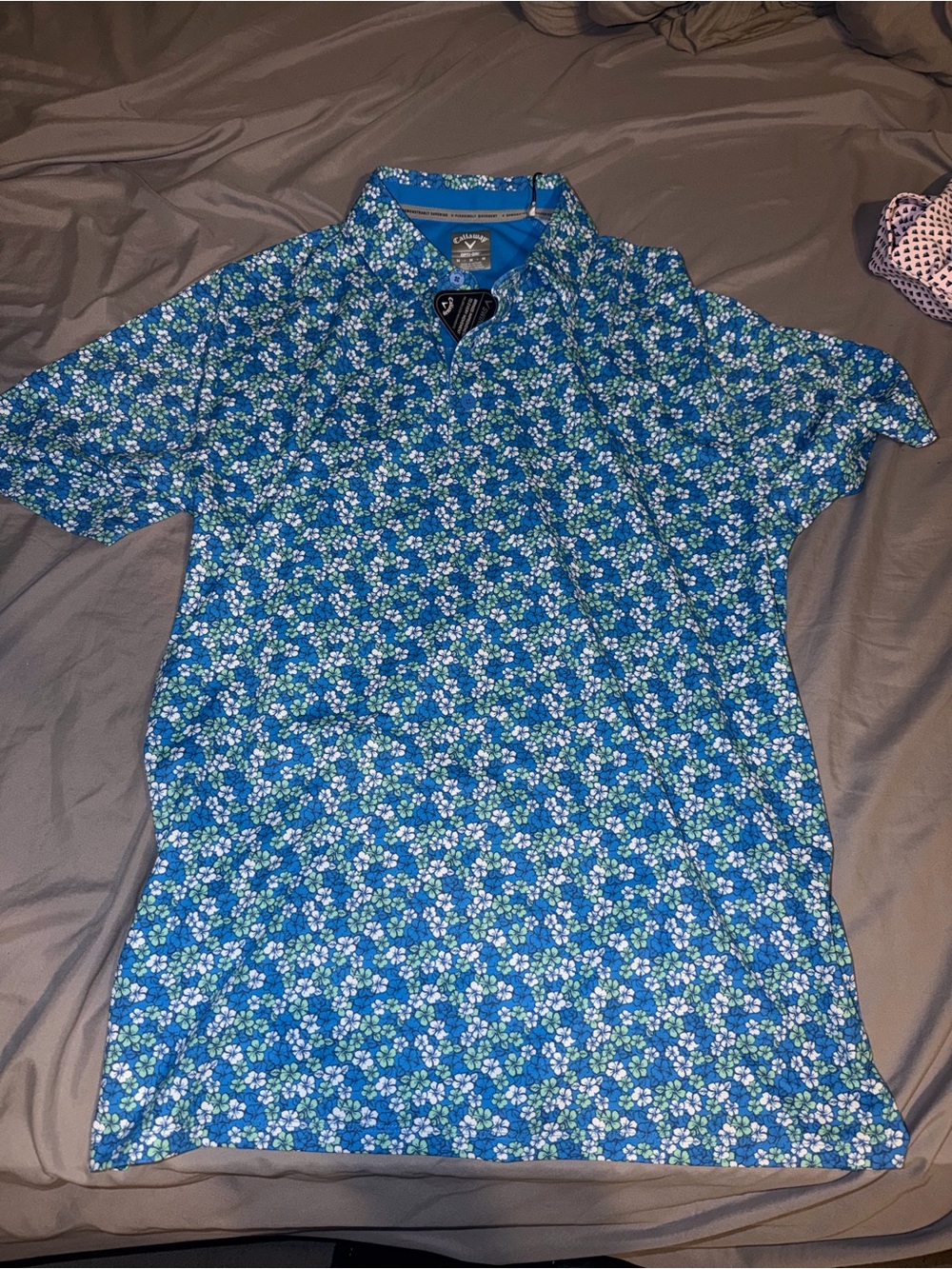 Callaway Blue Floral-Print Golf Polo